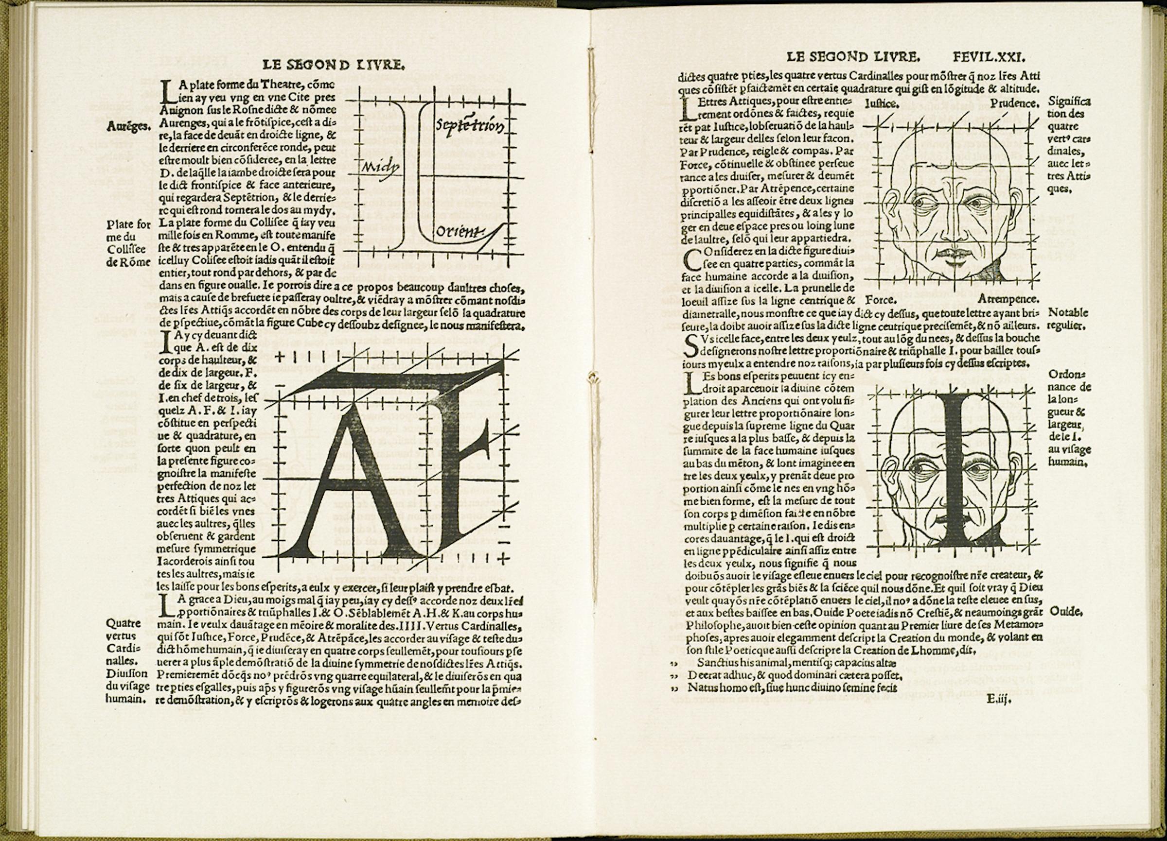 Geofroy Tory, “Champ fleury ou l’art et science de la proportion des lettres”, 1529