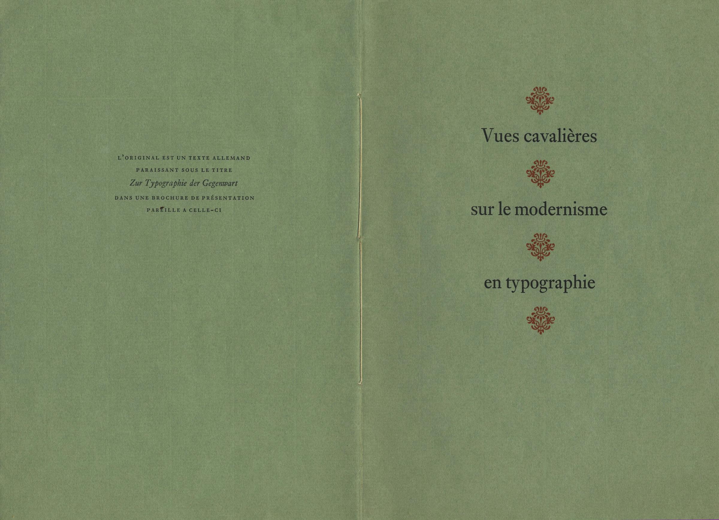 Jan Tschichold, “Vues cavalières sur le modernisme en typographie”