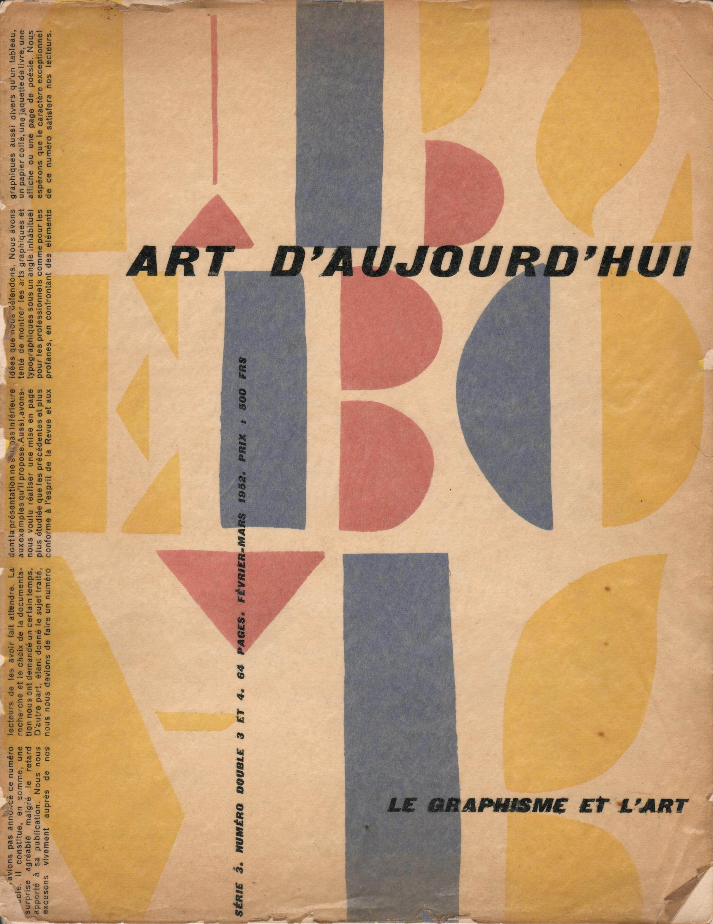 Art d’aujourd'hui: “Le graphisme et l’art”, 1952.
